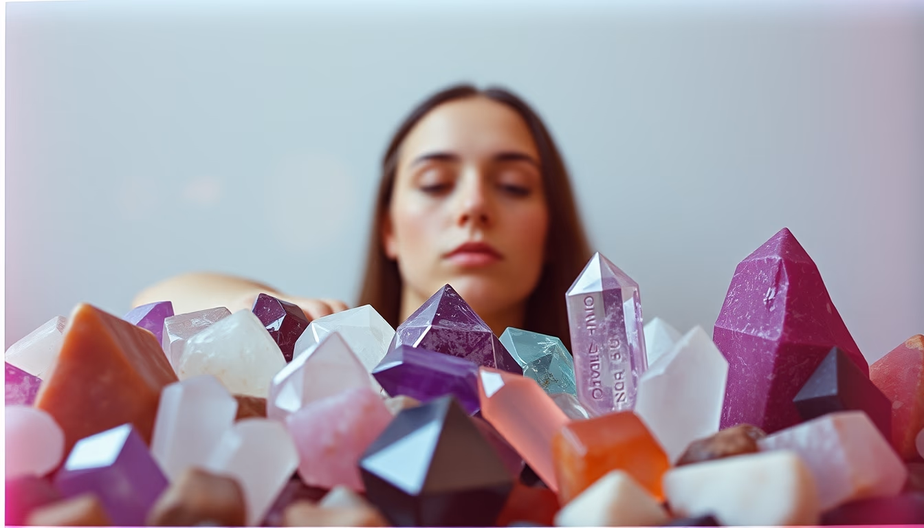 crystals collection healing in editorial style