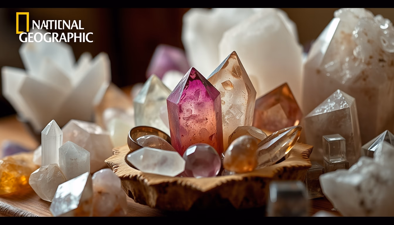 crystals collection healing in editorial style