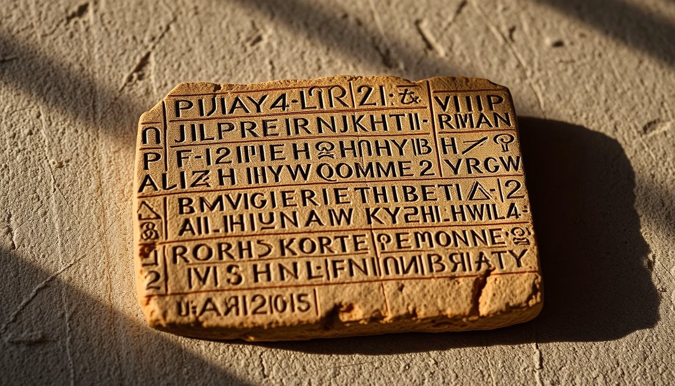 cuneiform sumerian tablet in editorial style