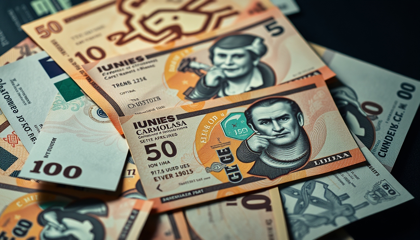 currency notes from around the world in editorial style