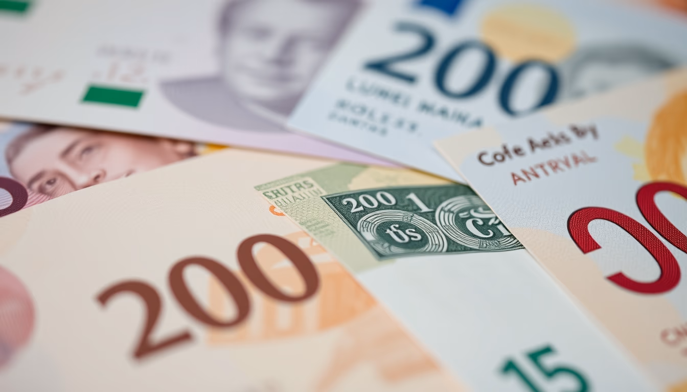 Currency notes from around the world em estilo editorial