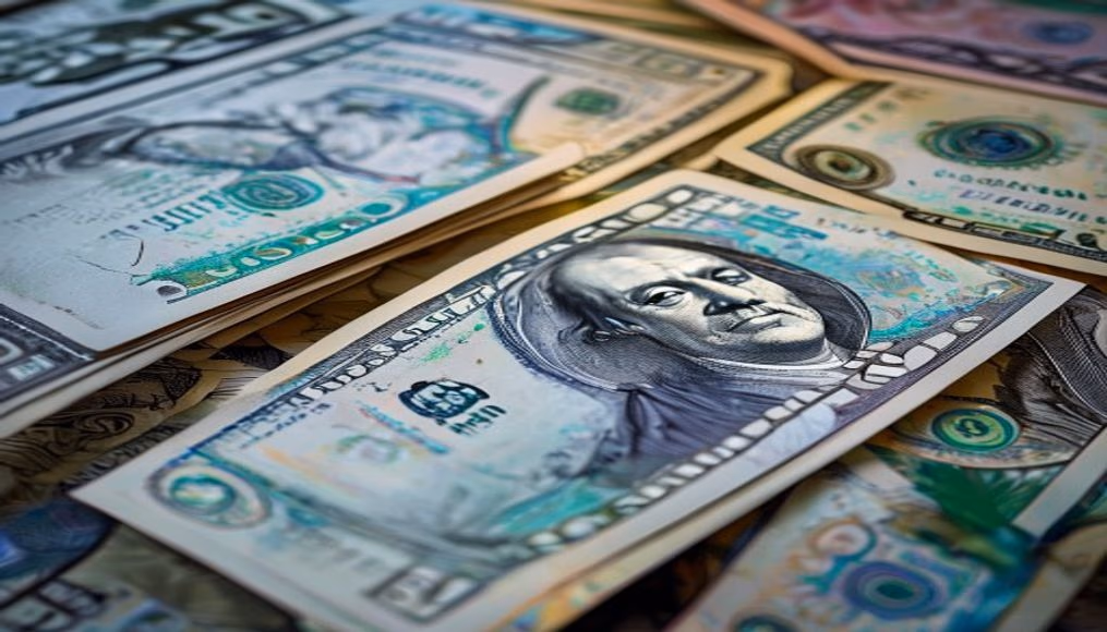 currency notes from around the world in editorial style