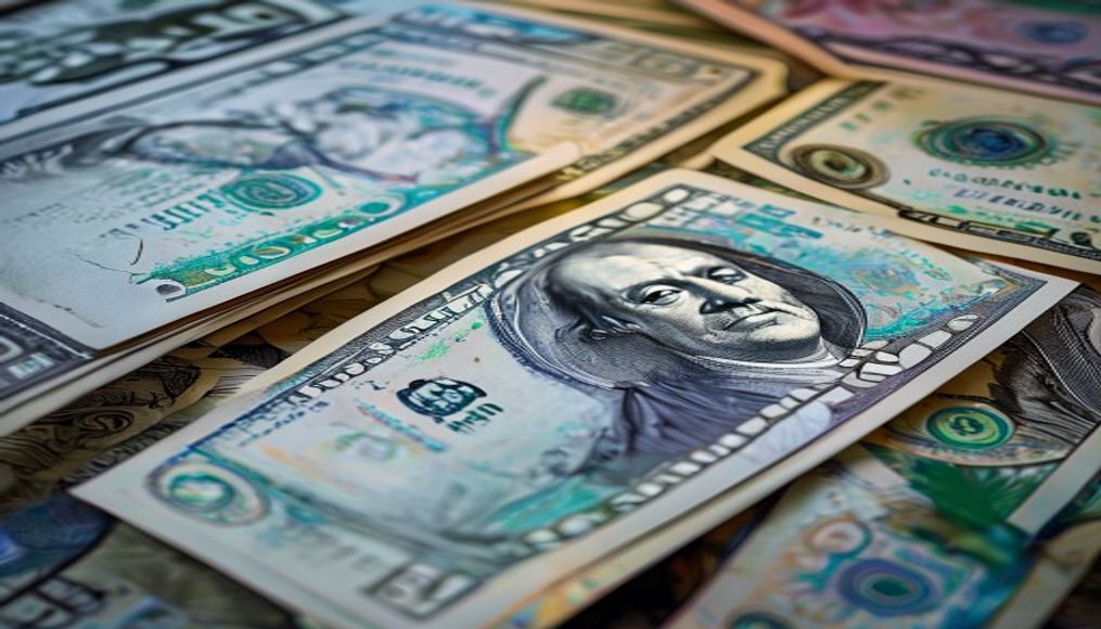 currency notes from around the world in editorial style