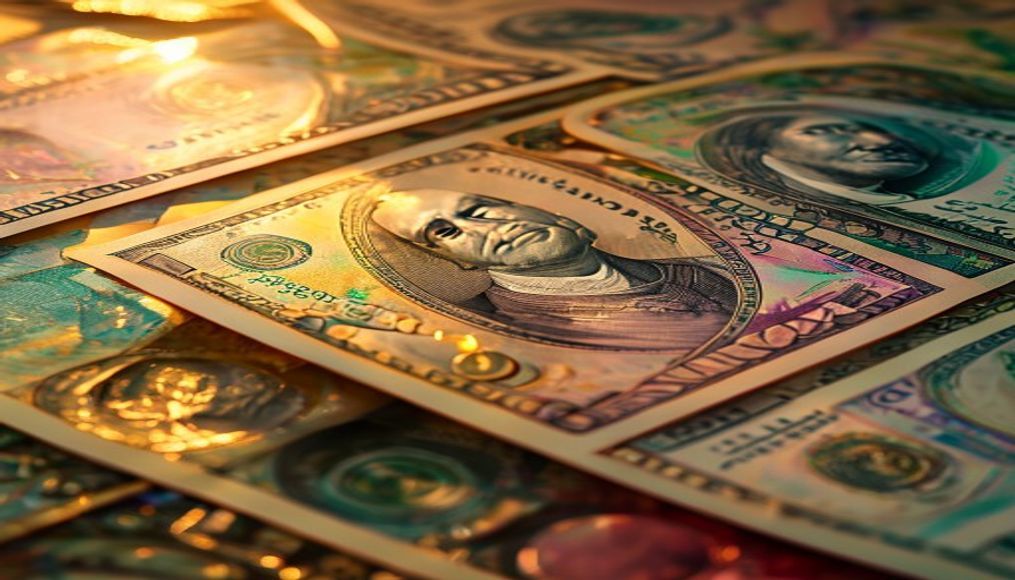 currency notes from around the world in editorial style