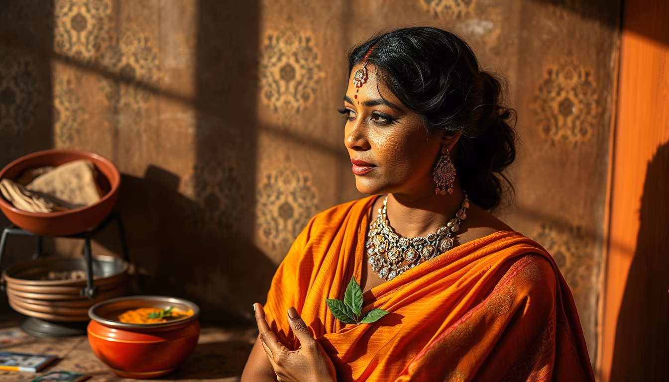 curry color south indian in editorial style