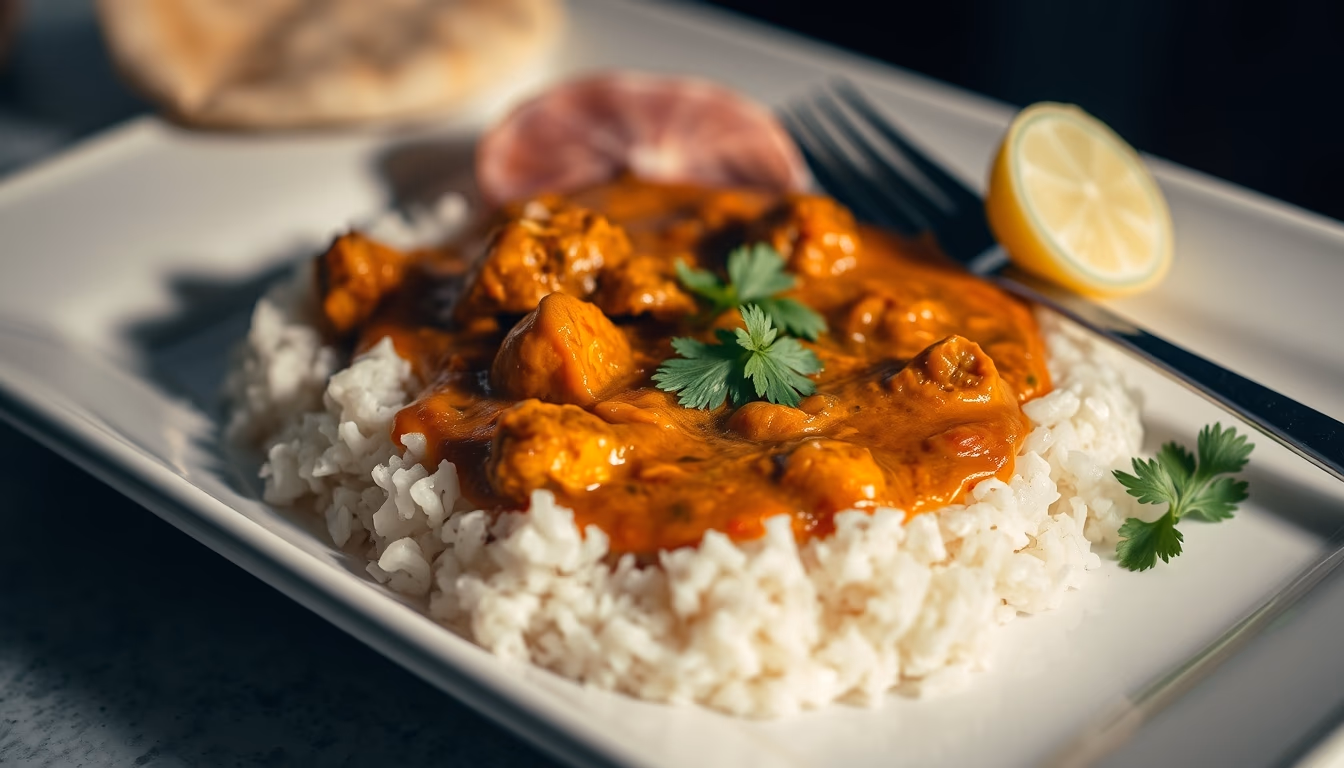 curry plate indian style in editorial style