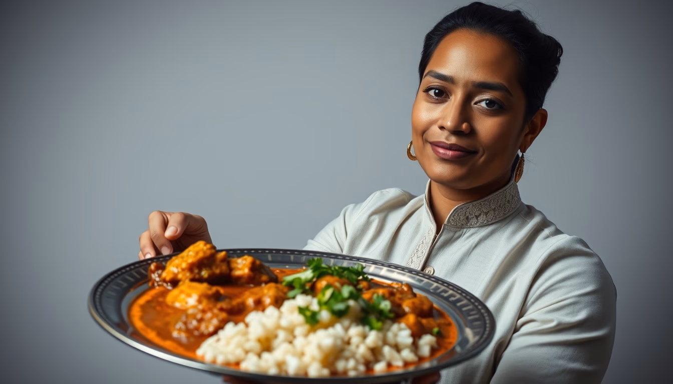 curry plate indian style in editorial style