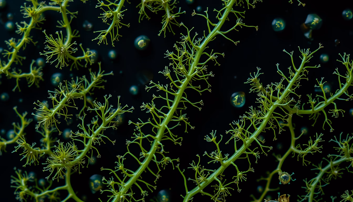 cyanobacteria filament in editorial style