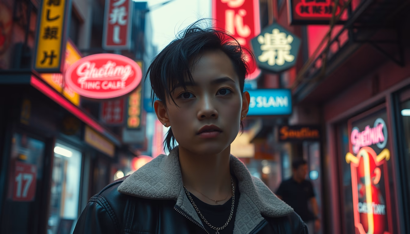 cyberpunk neon city in editorial style