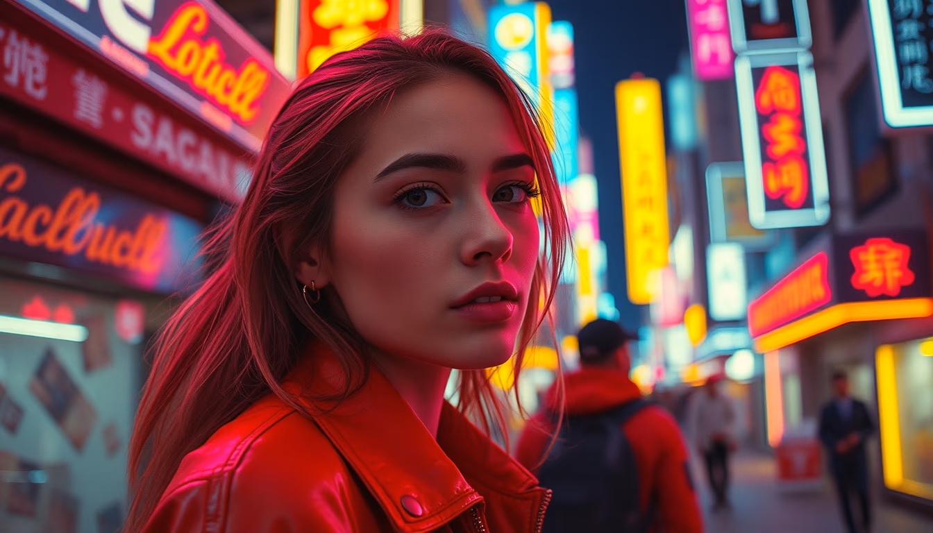 cyberpunk neon city in editorial style