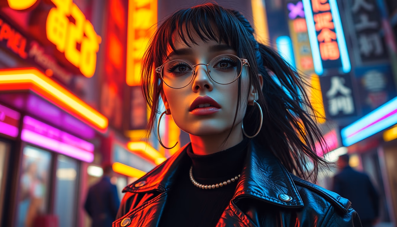 cyberpunk neon city in editorial style