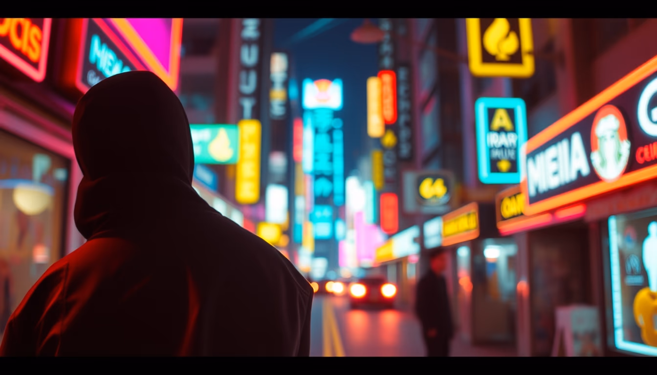 cyberpunk neon city in editorial style