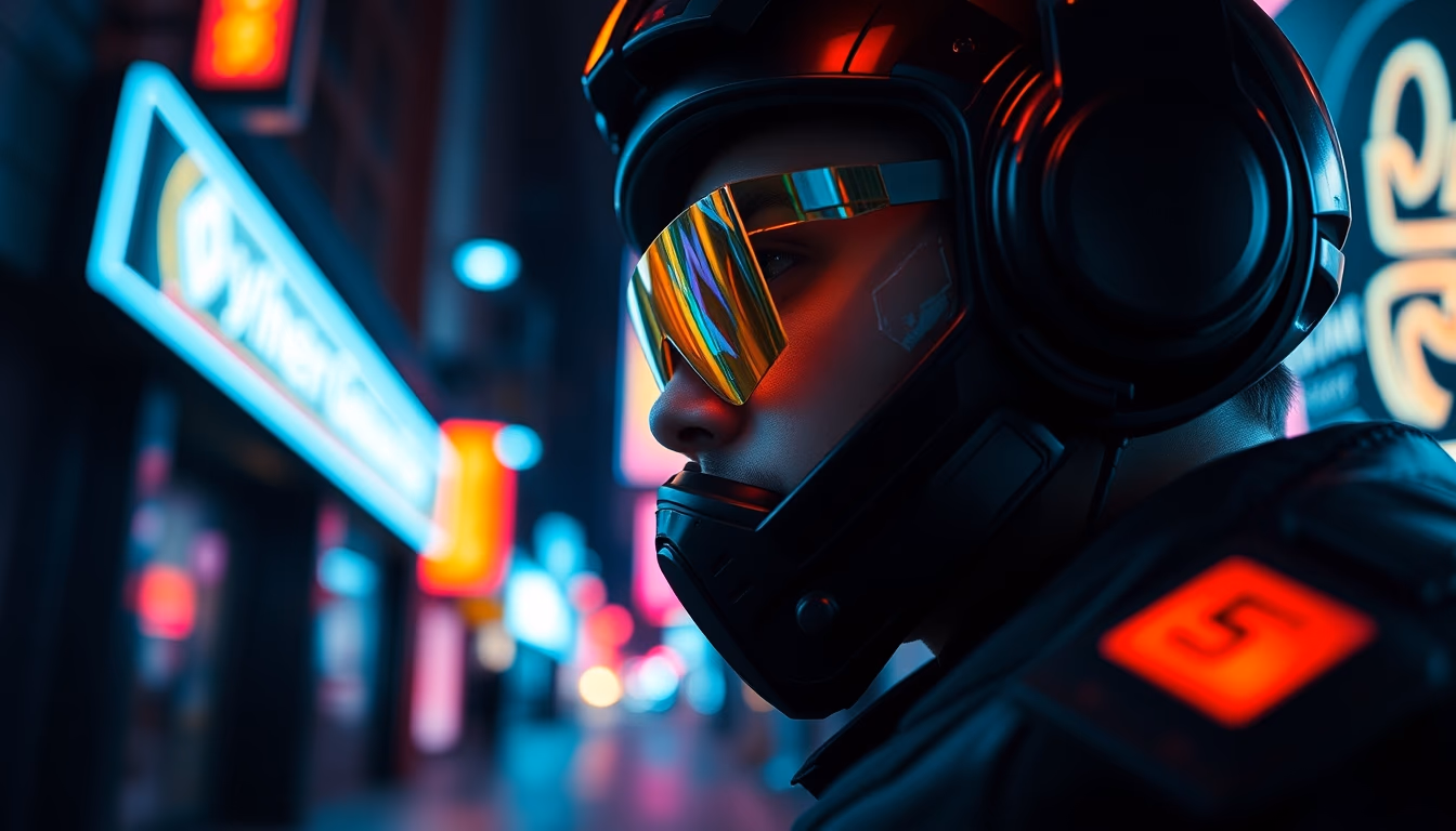 cyberpunk neon street in editorial style