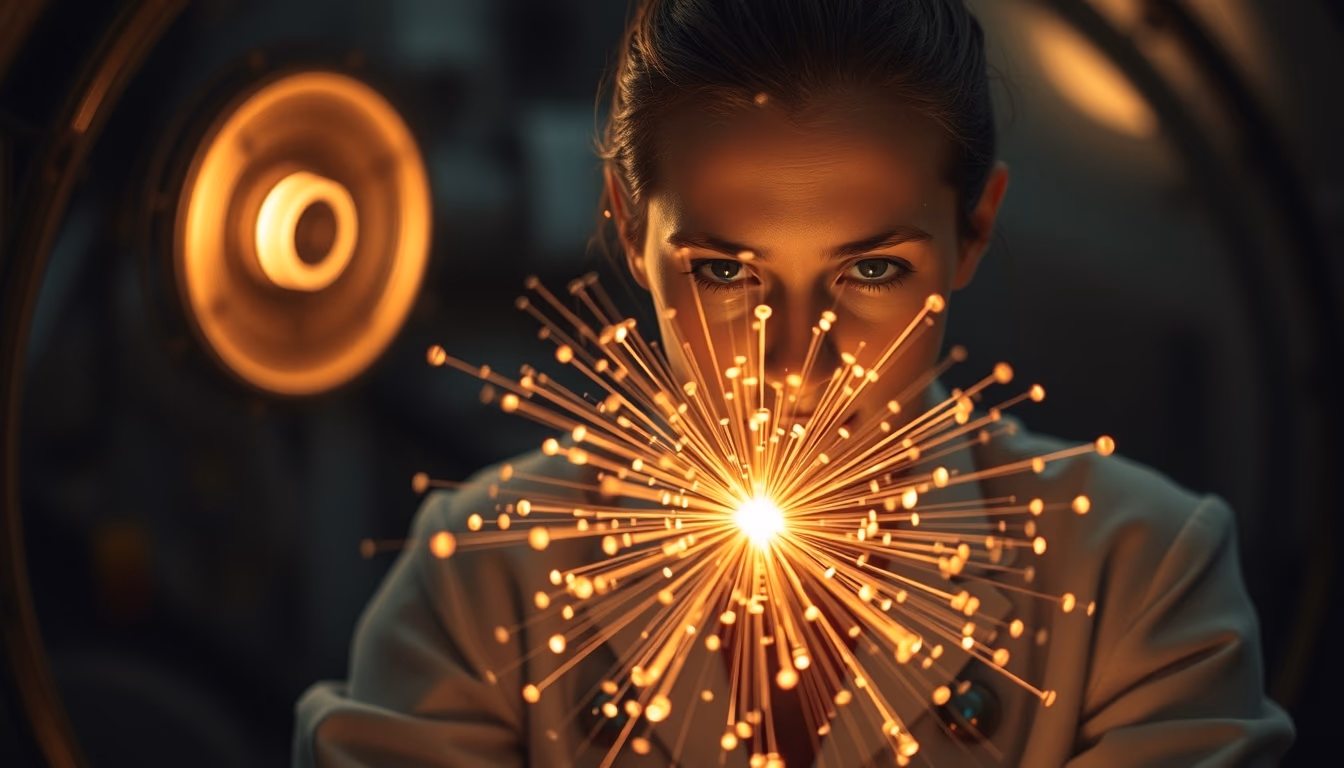 cyclotron particle in editorial style