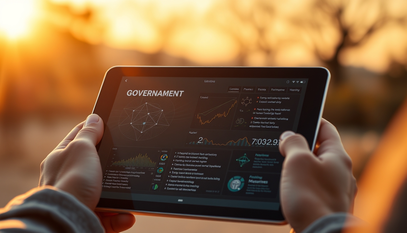 DAO governance interface on tablet in editorial style