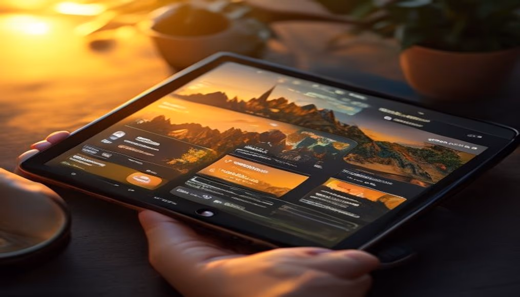 DAO governance interface on tablet in editorial style