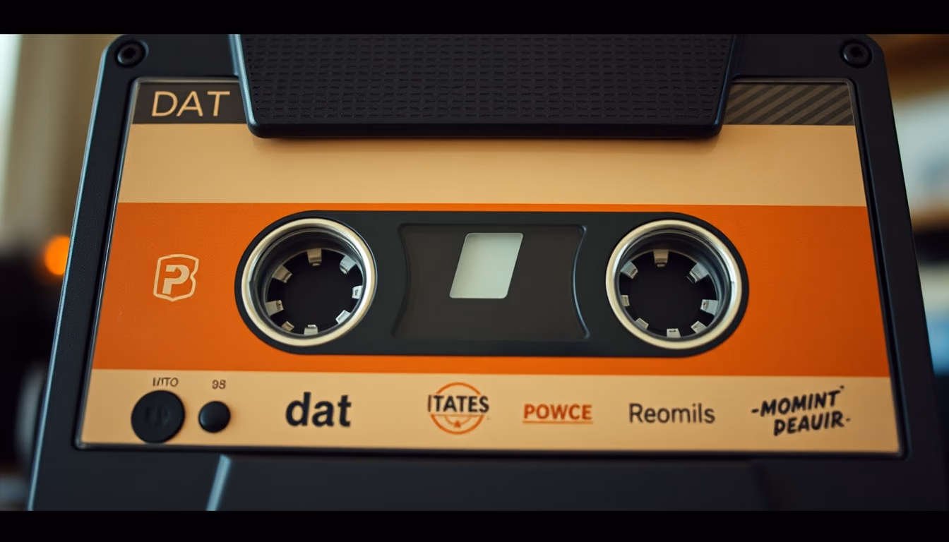 Dat tape recorder em estilo editorial