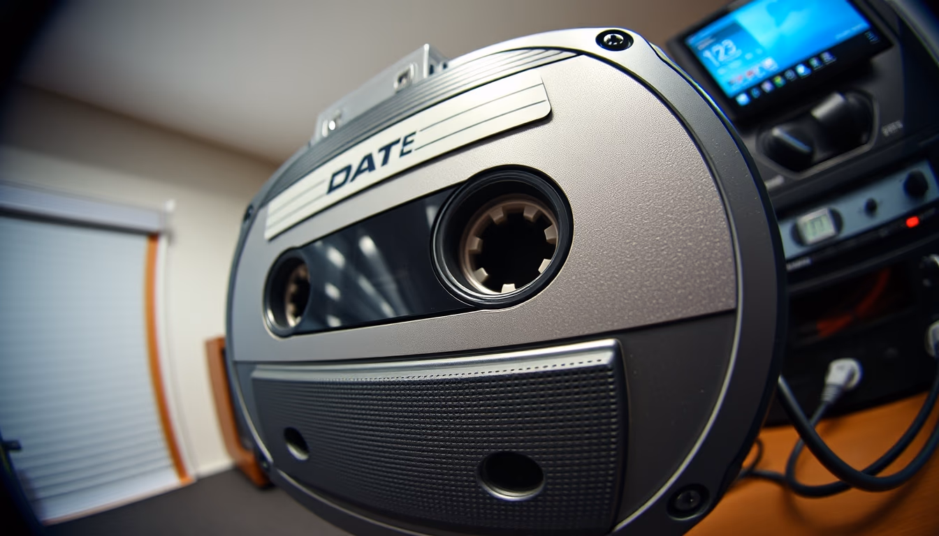 Dat tape recorder em estilo editorial