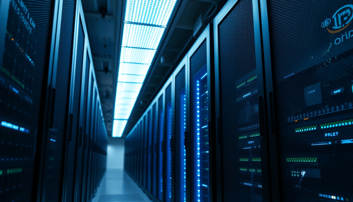 data center server room blue LED in editorial style