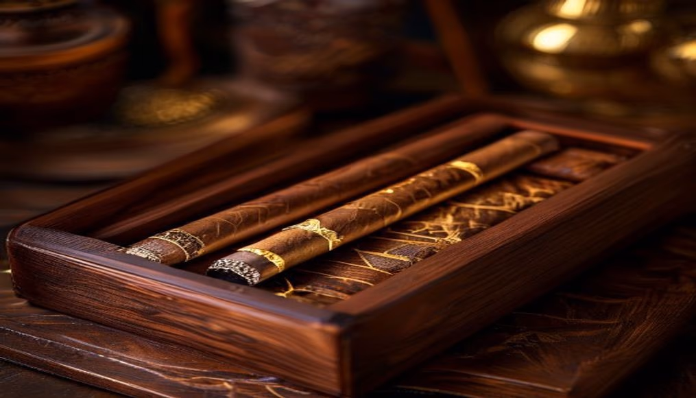 Davidoff cigar humidor walnut em fotografia editorial de luxo