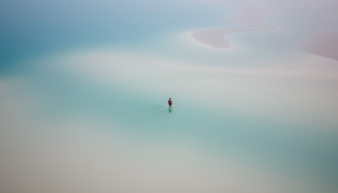 dead sea floating in editorial style