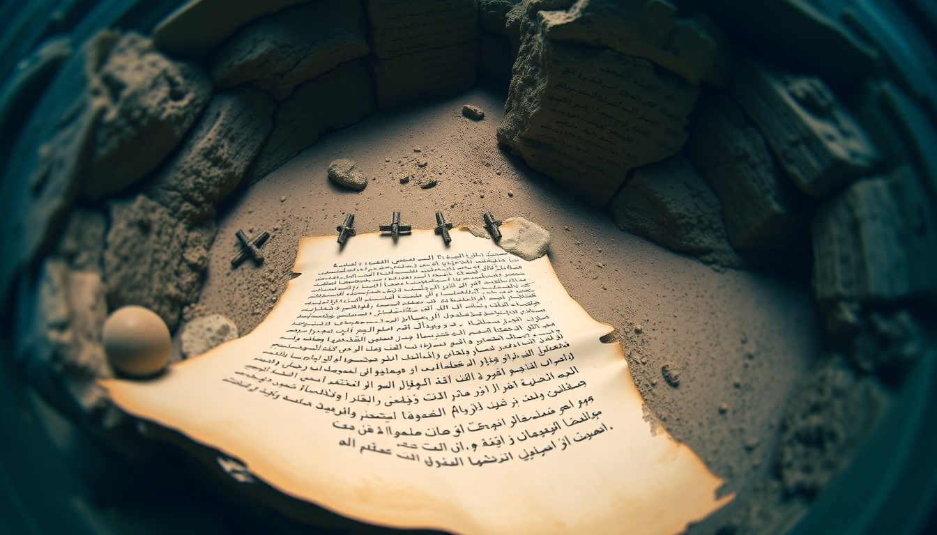 dead sea scrolls fragment in editorial style