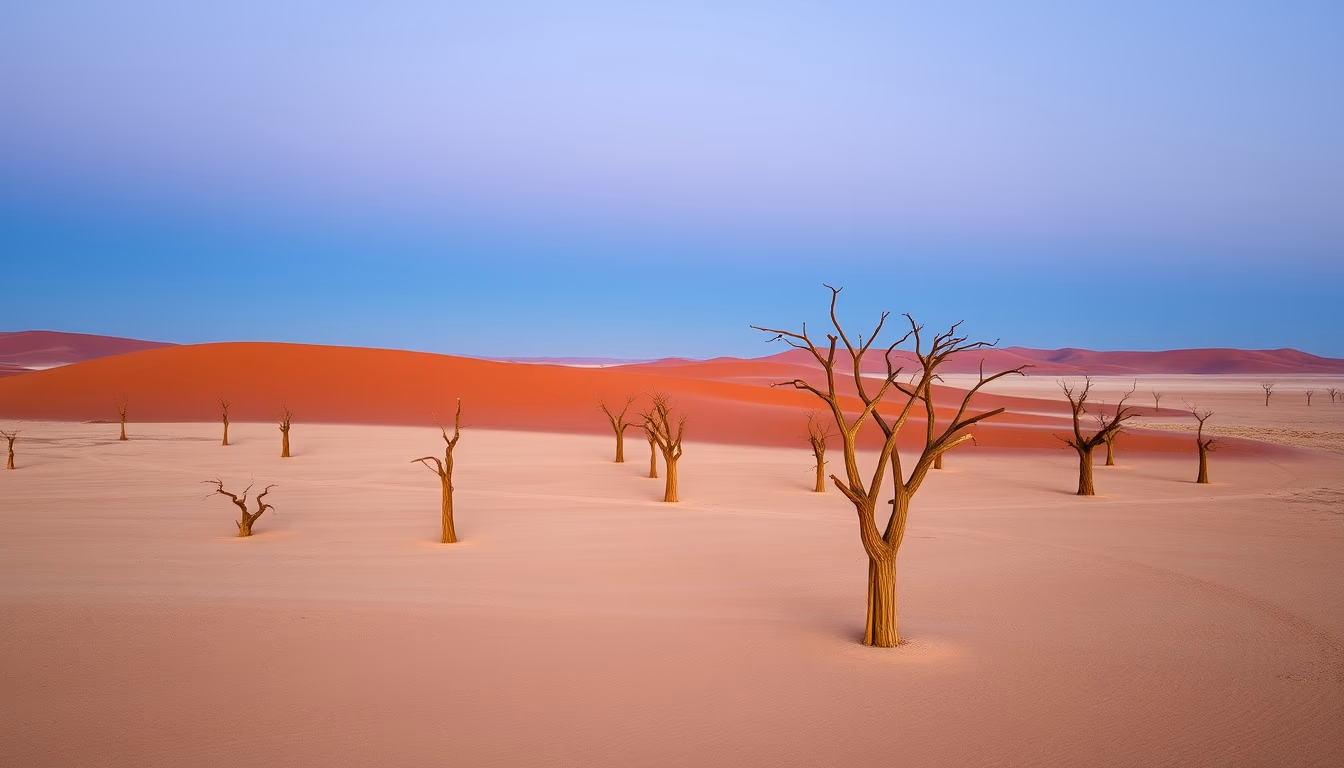 dead vlei namibia trees in editorial style