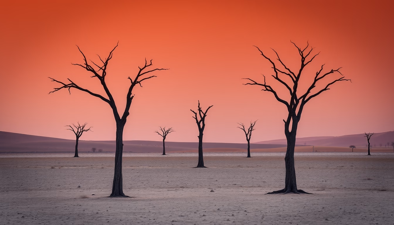 dead vlei namibia trees in editorial style