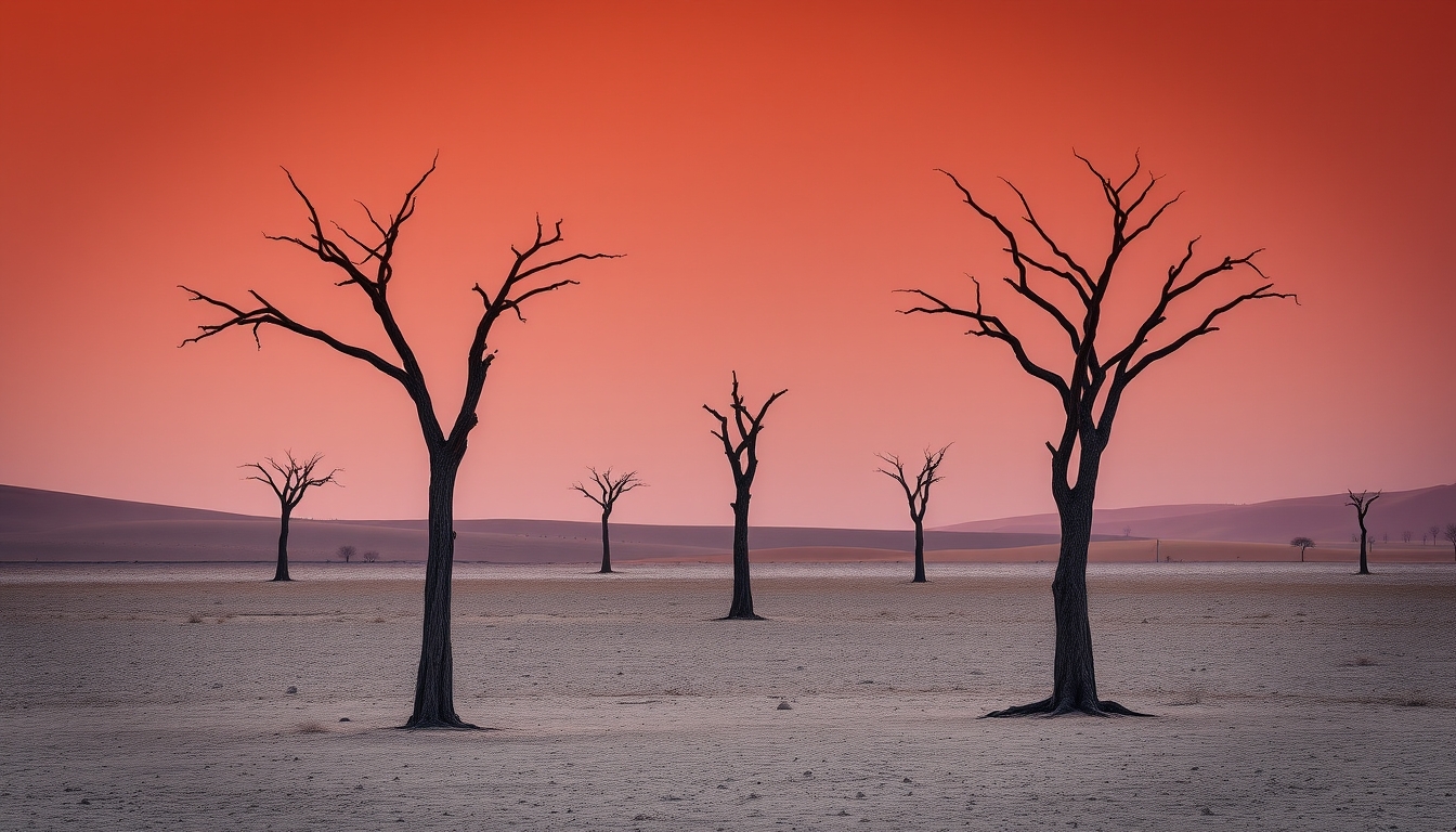 dead vlei namibia trees in editorial style