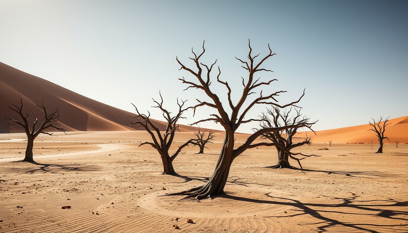 dead vlei namibia trees in editorial style