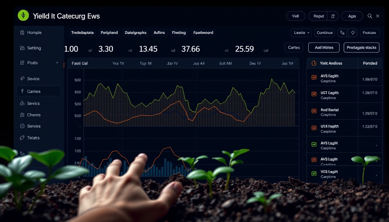 Dashboard de dapp descentralizada mostrando posições de yield farming em estilo editorial