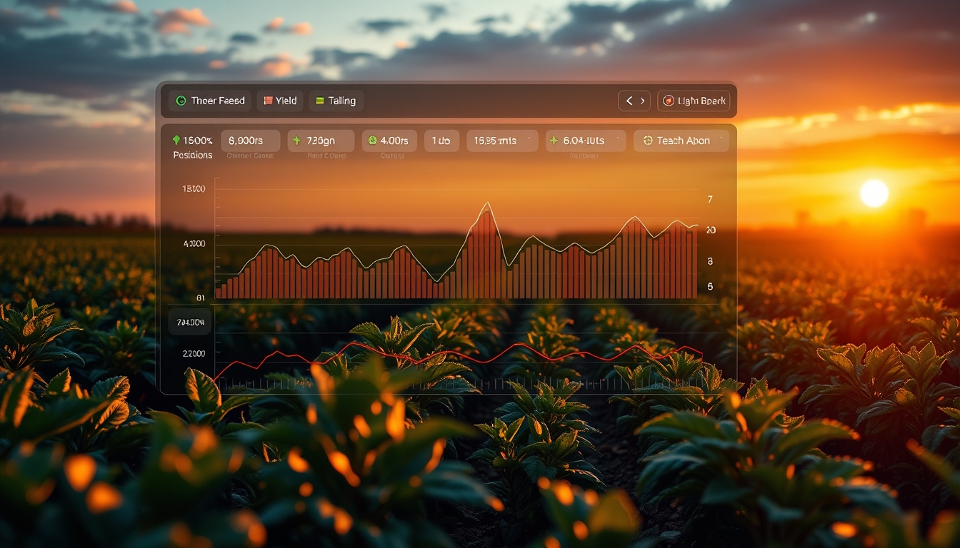 Dashboard de dapp descentralizada mostrando posições de yield farming em estilo editorial