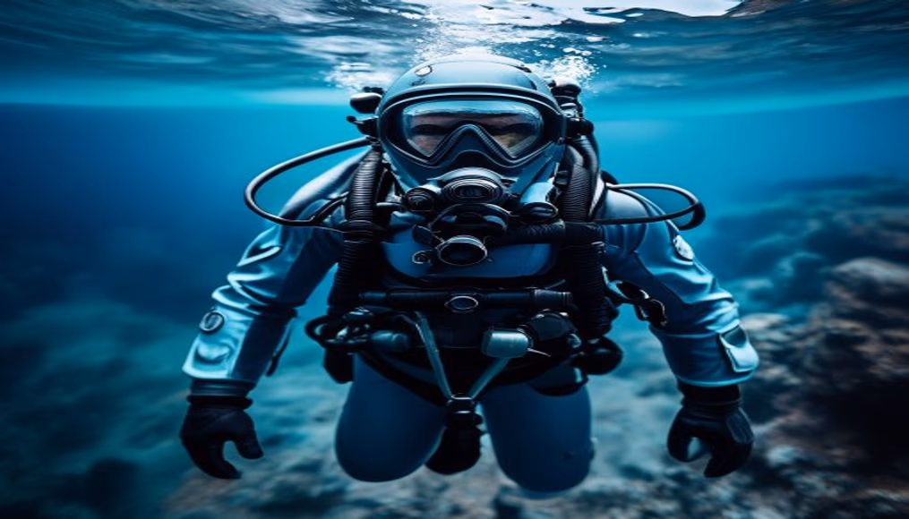 Deep sea diving suit antique em estilo editorial