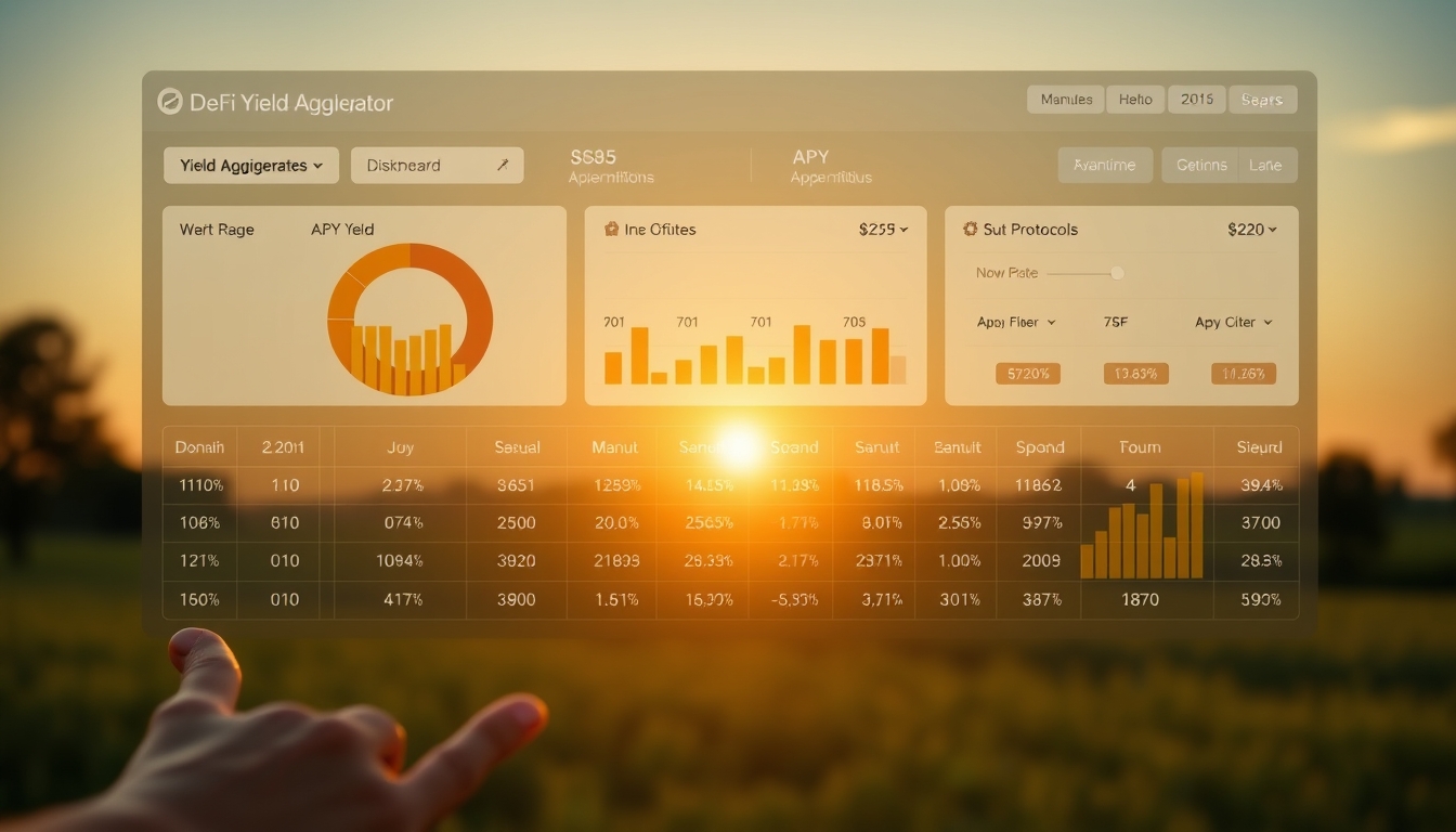 DeFi yield aggregator dashboard showing APY rates across protocols in editorial style