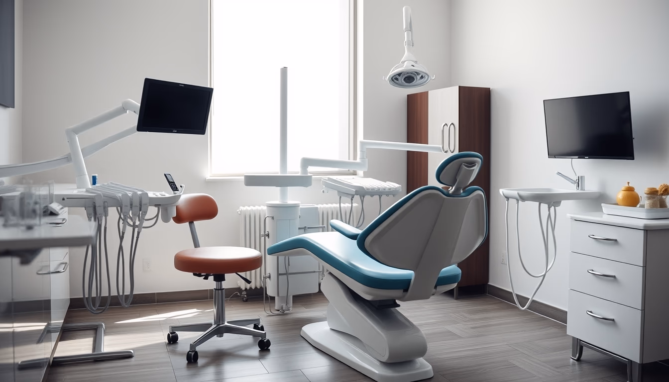 dental chair modern clinic in editorial style