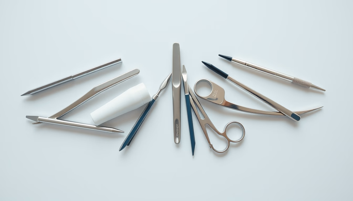 dermatology tools clean in editorial style