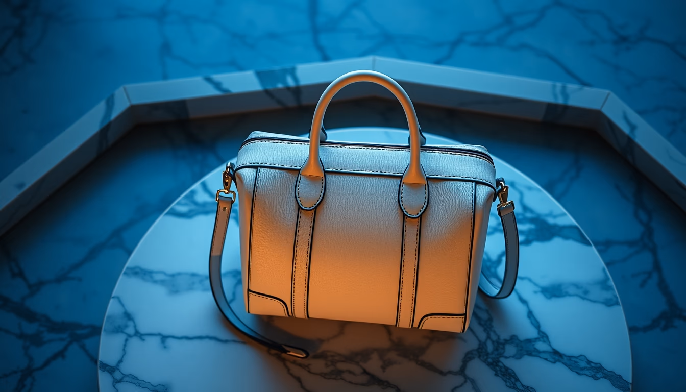 designer bag on marble in editorial style