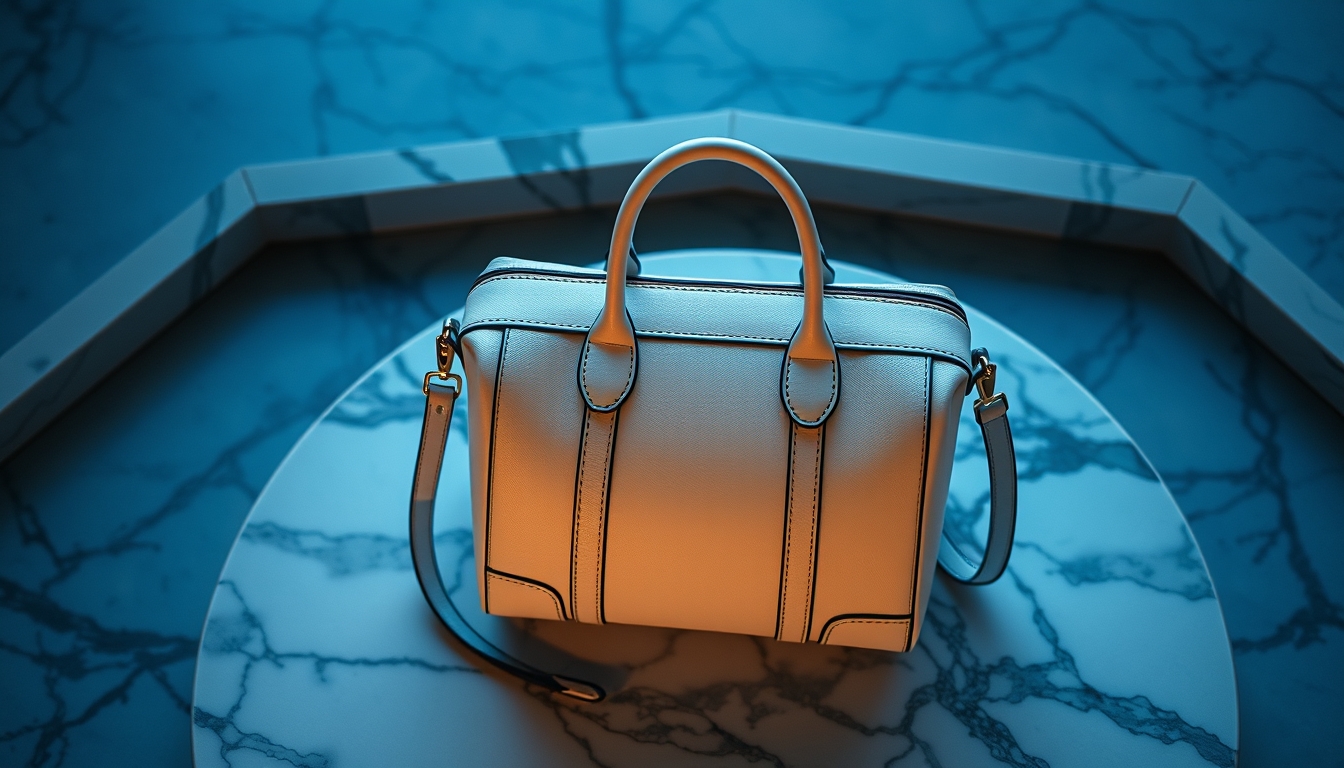 designer bag on marble in editorial style