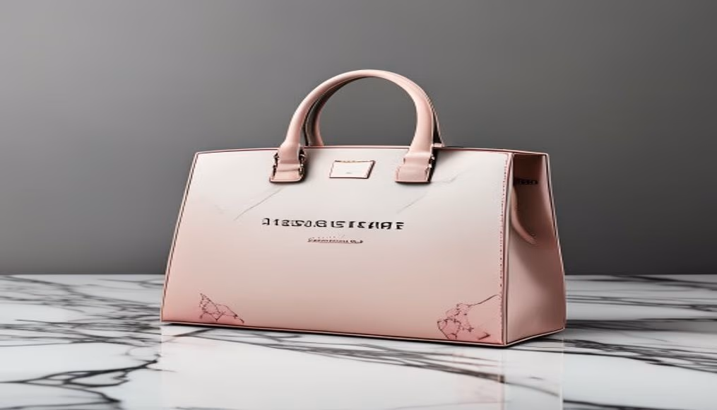 designer bag on marble in editorial style