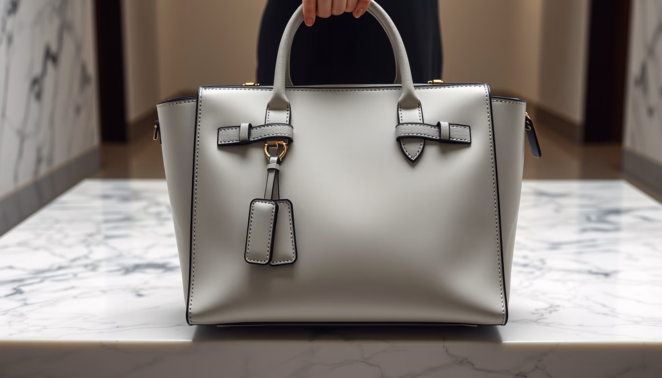 designer bag on marble in editorial style