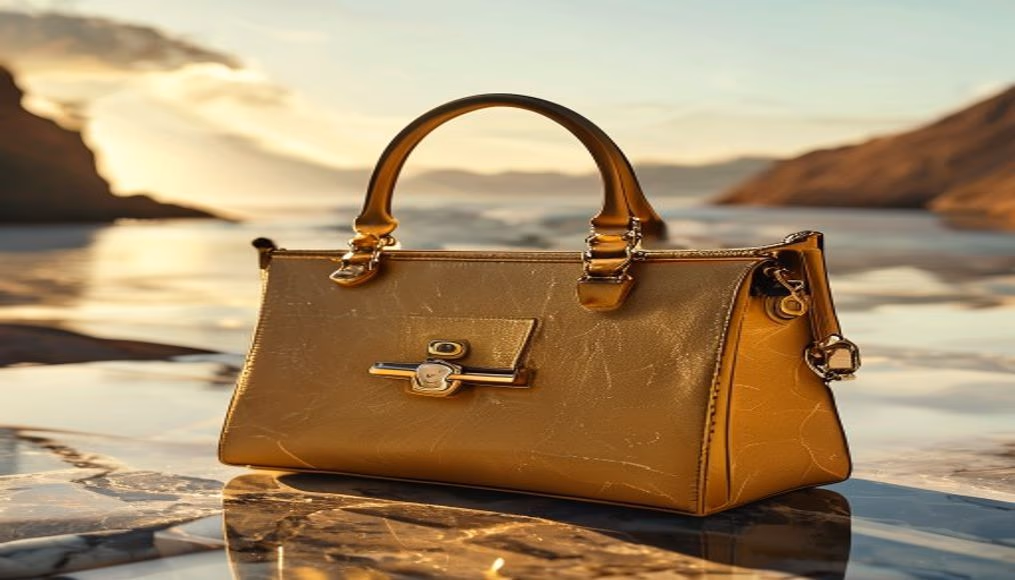 Designer bag on marble em estilo editorial