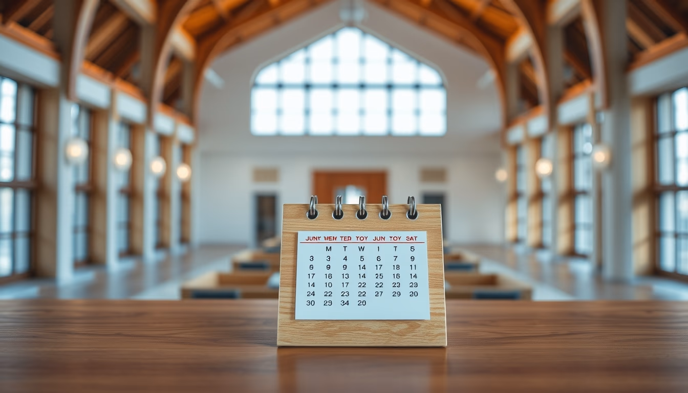 desk calendar wooden in editorial style