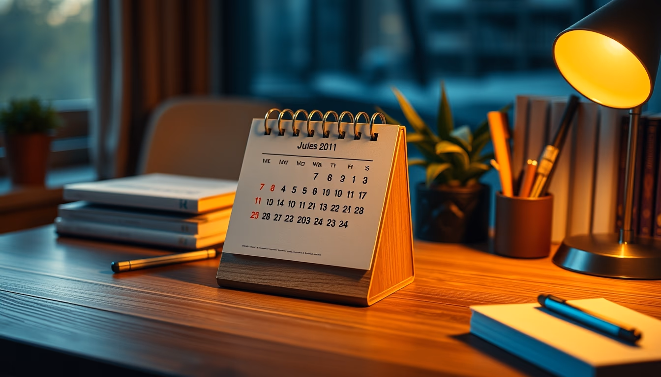 desk calendar wooden in editorial style