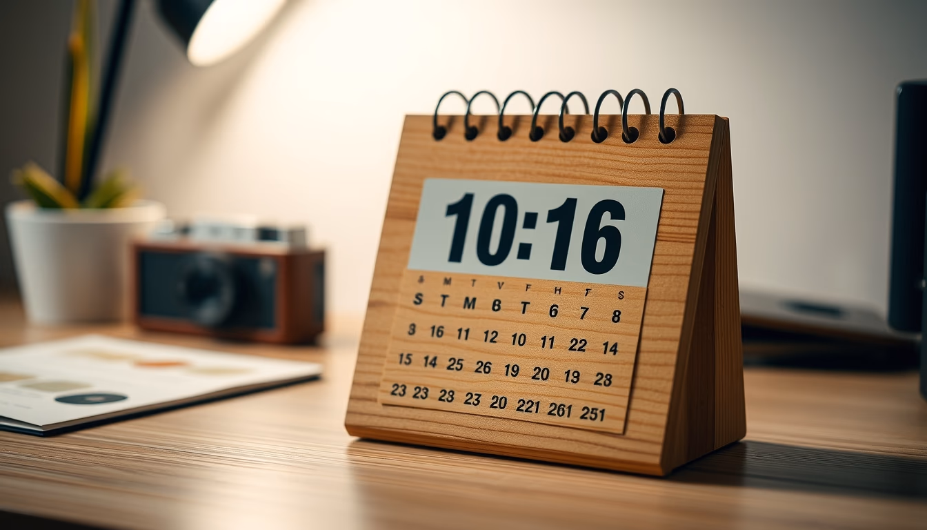 desk calendar wooden in editorial style