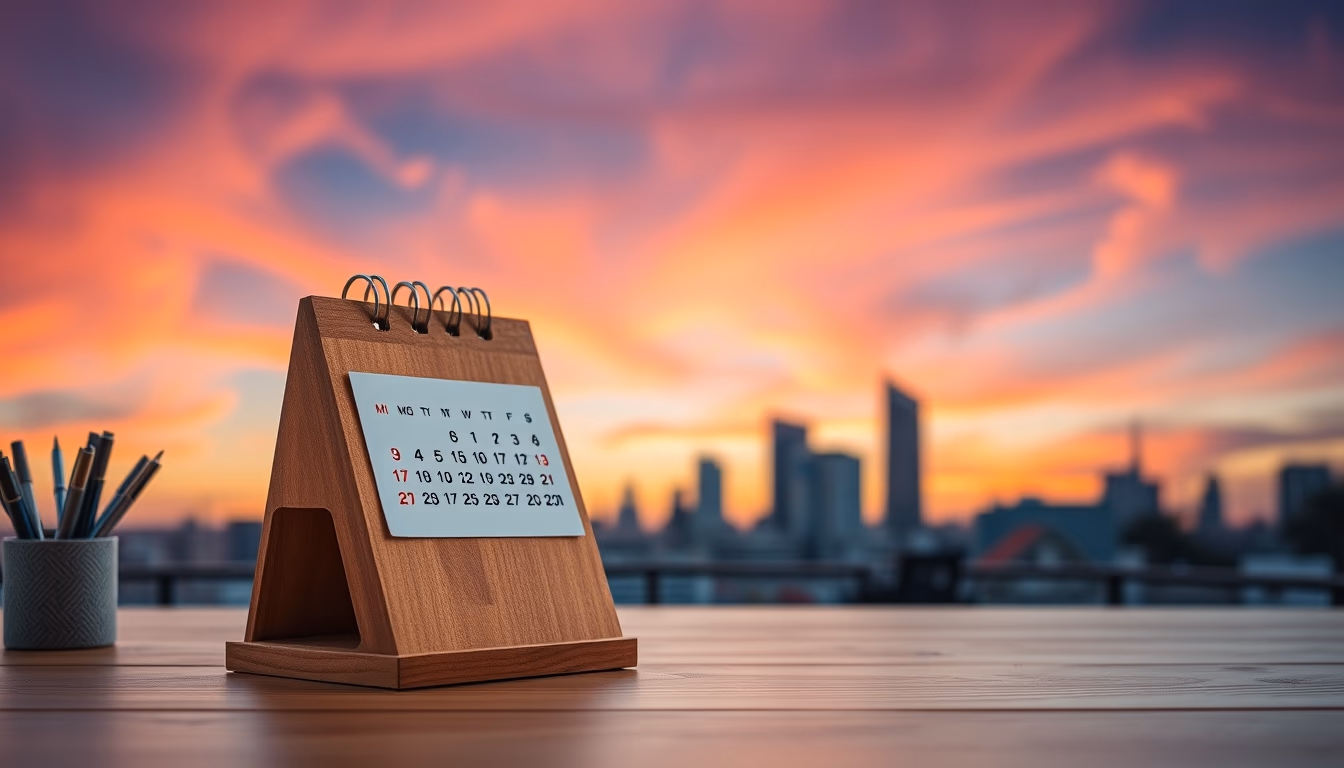 desk calendar wooden in editorial style