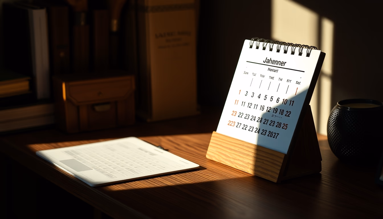 desk calendar wooden in editorial style