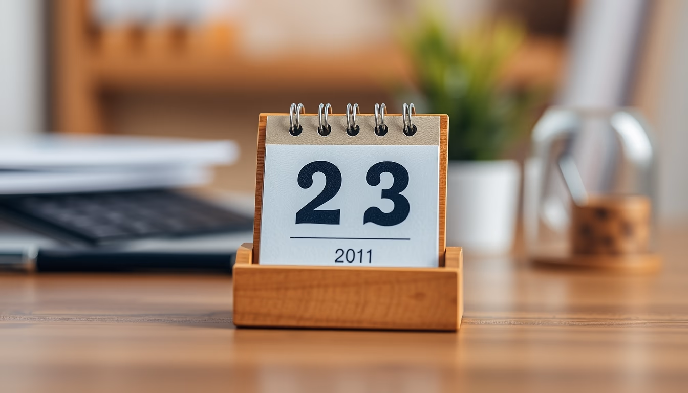 desk calendar wooden in editorial style
