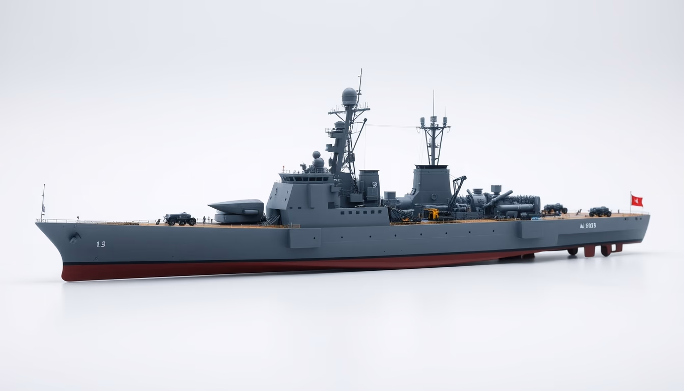 destroyer naval ship in editorial style