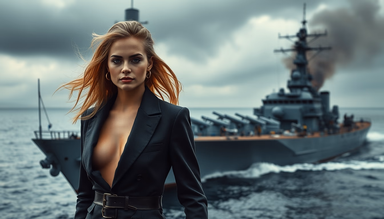 destroyer naval ship in editorial style