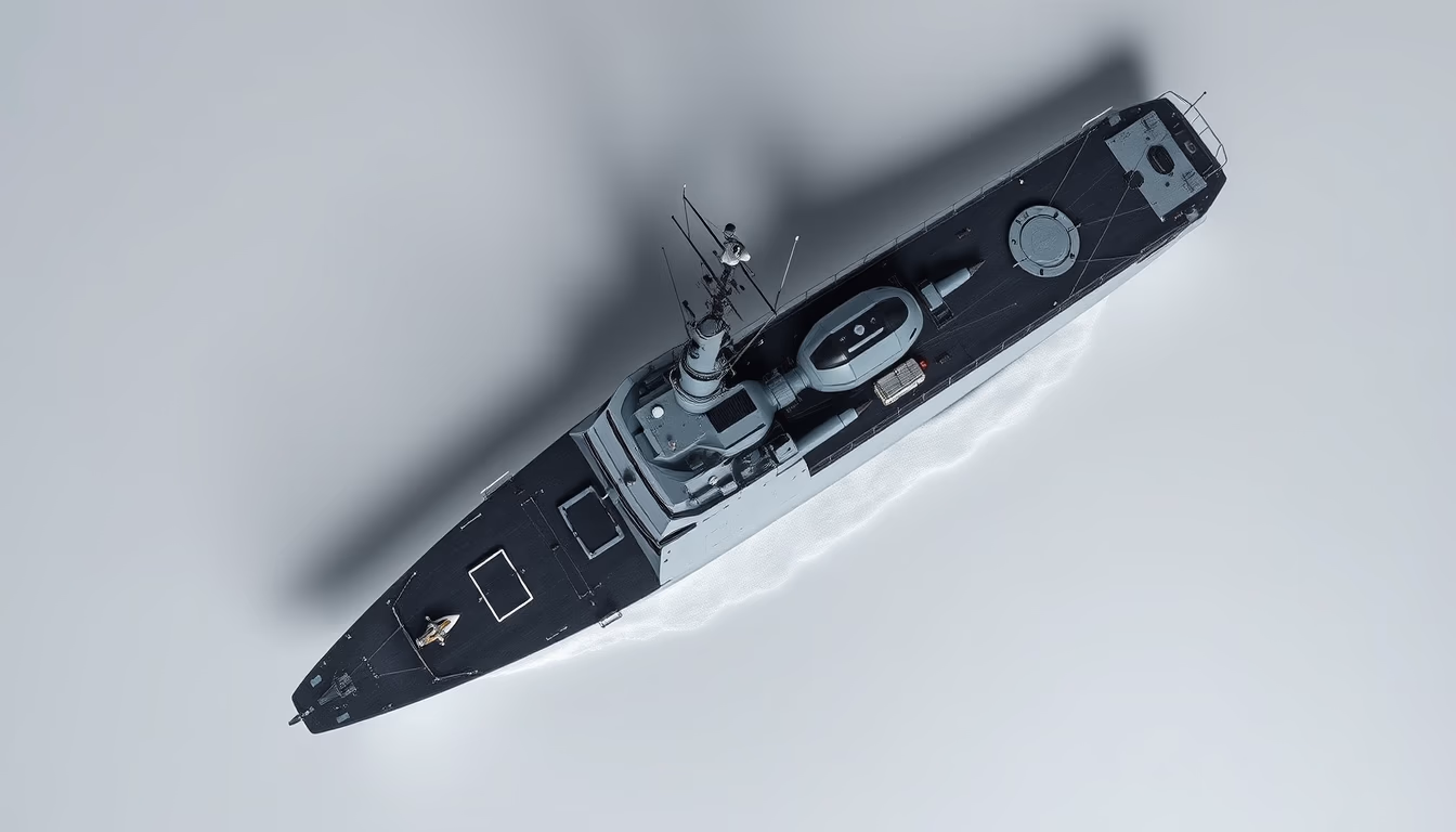 destroyer naval ship in editorial style